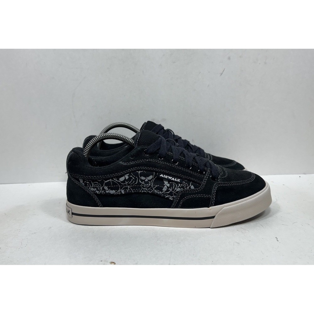 Vintage Airwalk Skate Skull Skateboarding Shoes Mens Size 8 Black Suede